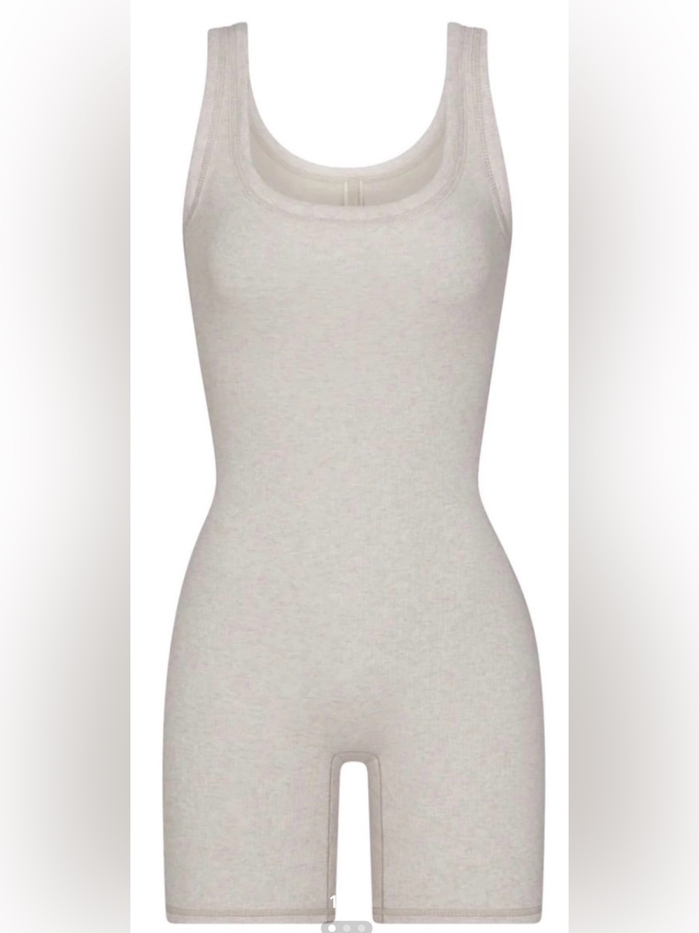 SKIMS Heather Oatmeal Stretch Cotton Rib Romper Onesie 3X